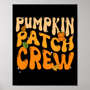Retro Groovy Pumpkin Patch Crew Erntedank Fall Poster