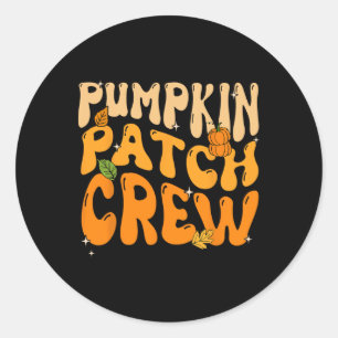 Retro Groovy Pumpkin Patch Crew Erntedank Fall Runder Aufkleber