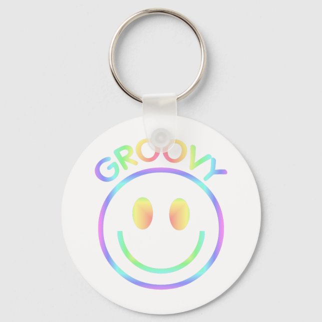 Retro Groovy Rainbow Schlüsselanhänger für Hippies (Vorderseite)