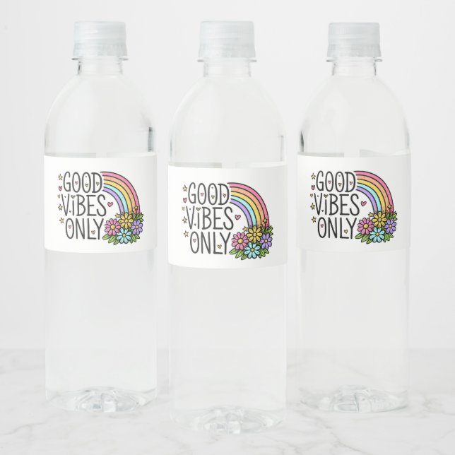 Retro Groovy Regenbogen Gute-Laune-Wasserflasche (Flaschen)