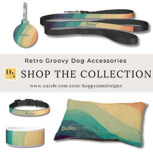 Retro Groovy Regenbogen Personalisiert Haustiermarke