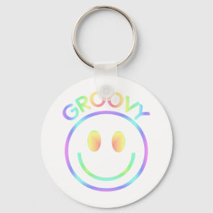 Retro Groovy Regenbogen-Schlüsselanhänger für Schlüsselanhänger