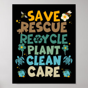 Retro Groovy Rett Bees Rescue Animals Recycle Spaß Poster