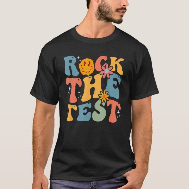 Retro Groovy Rock The Test Don't Stress Test Da T-Shirt (Vorderseite)