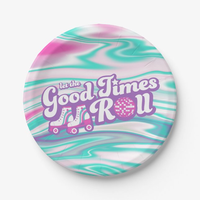 Retro Groovy Roller Disco Party Pappteller (Vorderseite)