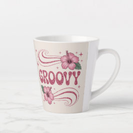 Retro Groovy Rosa Hibiskus-Latte-Tasse Milchtasse