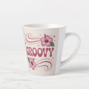 Retro Groovy Rosa Hibiskus-Latte-Tasse Milchtasse