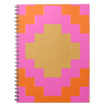 Retro Groovy Rosa Orange Geometrisches Schulheft