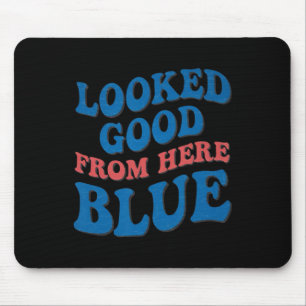 Retro Groovy sah von hier aus gut aus Blau Lustig Mousepad