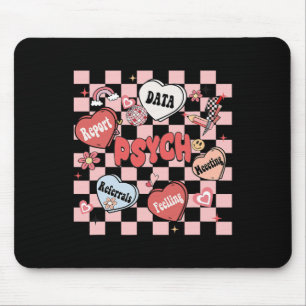 Retro Groovy School Psychologin Valentine's Day H Mousepad