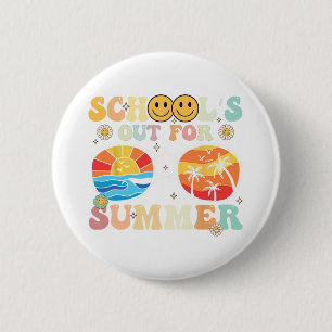 Retro Groovy Schule39s ist für den Sommerabschluss Button