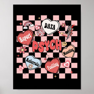 Retro Groovy Schulpsychologe Valentinstag H Poster