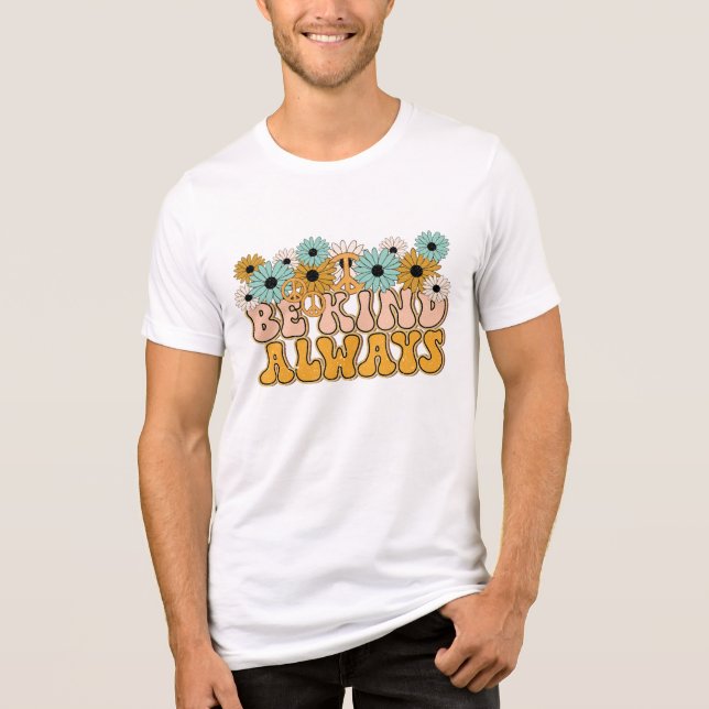 Retro Groovy sei immer freundlich Tri-Blend Shirt (Vorderseite)