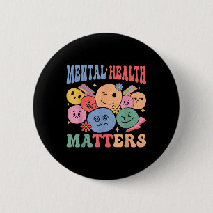 Retro Groovy - Selbstfürsorge für psychische Gesun Button