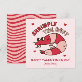 Retro Groovy Shrimply The Best kids Valentine's Mitteilungskarte
