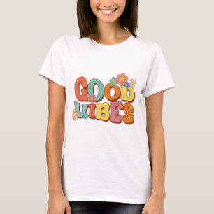 Retro Groovy Smile Daisy Good Vibes T-Shirt