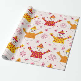 Retro Groovy Snowmen Pattern Weihnachten Geschenkpapier