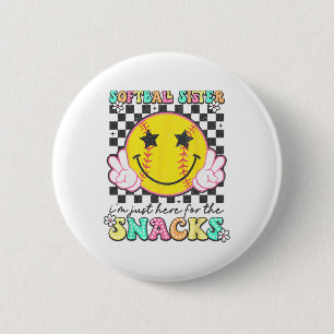 Retro Groovy Softll Schwester ich bin nur hier für Button