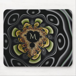 Retro Groovy Sonnenblumen Fraktal Abstrakt Monogra Mousepad