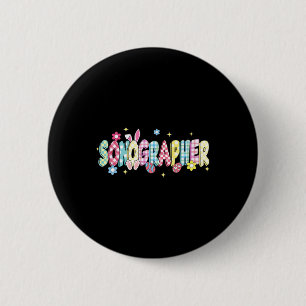 Retro Groovy Sonographe Bunny Ear Funny Ostergi Button