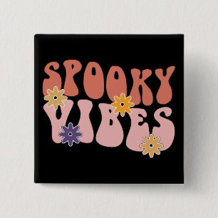 Retro Groovy Spooky Vibes Halloween Button