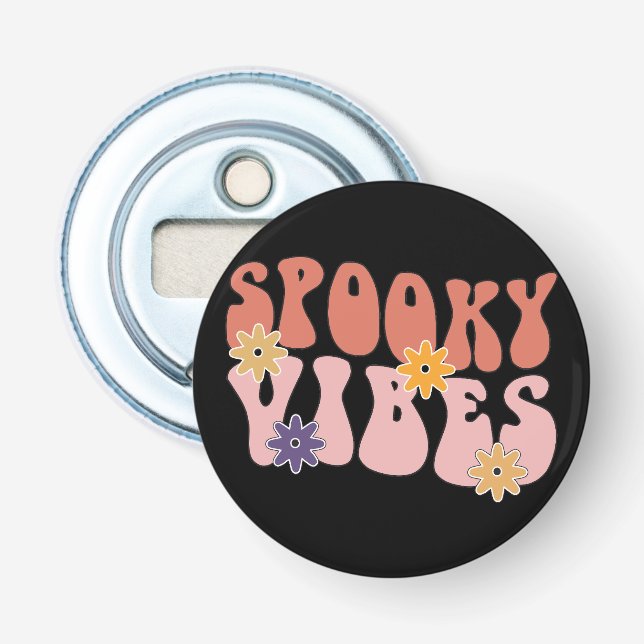 Retro Groovy Spooky Vibes Halloween Flaschenöffner (Vorderseite)