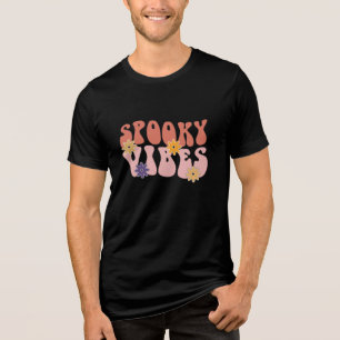 Retro Groovy Spooky Vibes Halloween Tri-Blend Shirt