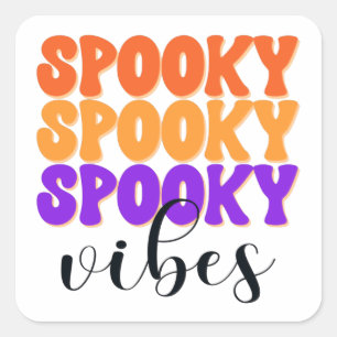 Retro Groovy Spooky Vibes Vintag Halloween Quadratischer Aufkleber