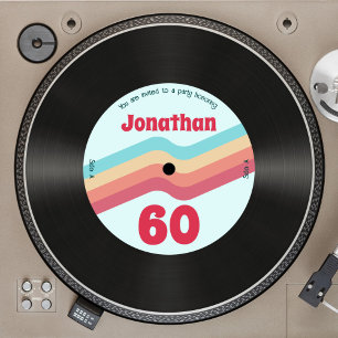 Retro Groovy Stripes 60. Geburtstagsmusik Einladung
