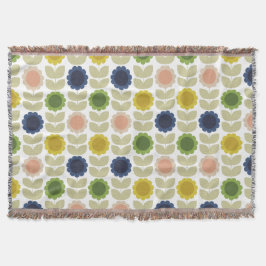 Retro Groovy Summer Flowers Stems Decke