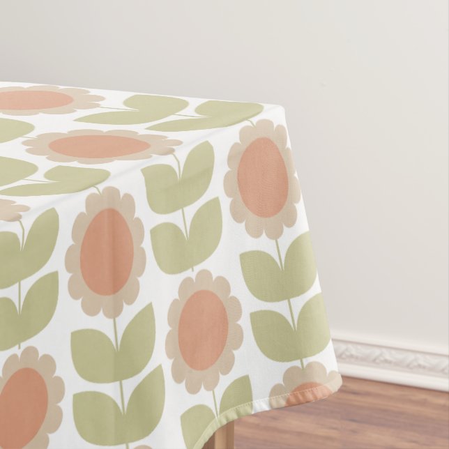 Retro Groovy Summer Flowers Stems Tischdecke (Beispiel)