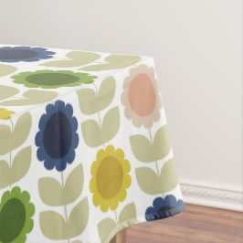 Retro Groovy Summer Flowers Stems Tischdecke