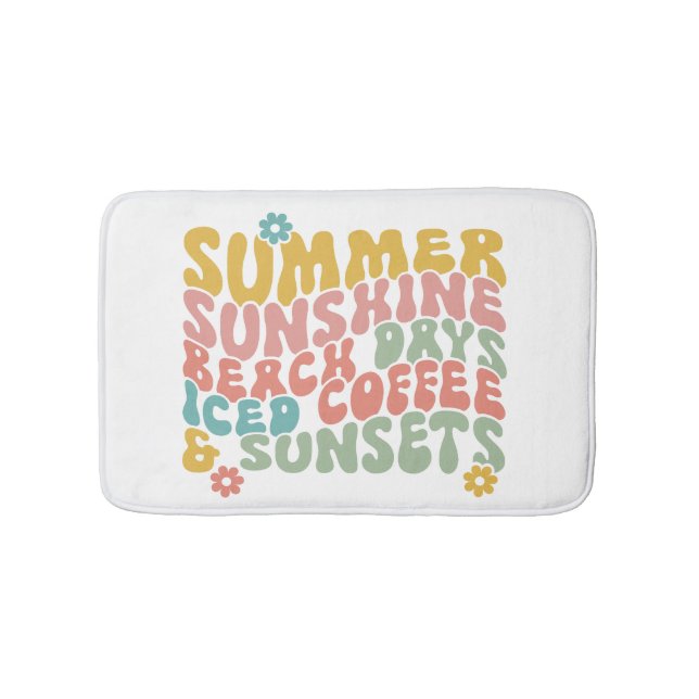 Retro Groovy Summer Pink Monogram Name Badematte (Vorderseite)