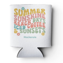 Retro Groovy Summer Pink Monogram Name
