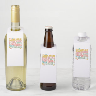 Retro Groovy Summer Pink Monogram Name Flaschenanhänger