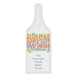 Retro Groovy Summer Pink Monogram Name Schneidebrett