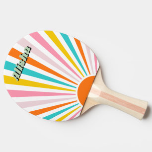 Retro Groovy Sun Individuelle Name Tischtennis Schläger