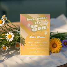 Retro Groovy Sunshine Baby Shower Boy