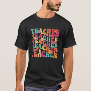 Retro Groovy Teacher Inspiration Happy Back to S T-Shirt