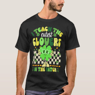 Retro Groovy Teacher St Patricks Day Kleeblatt T-Shirt