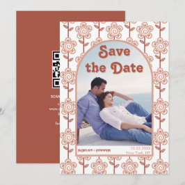 Retro Groovy Terracotta 70er inspiriert Hochzeit Save The Date