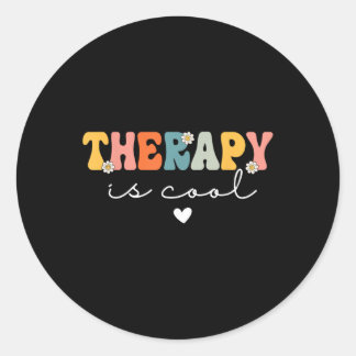 Retro Groovy Therapie ist Cool Mental Health S Awa Runder Aufkleber