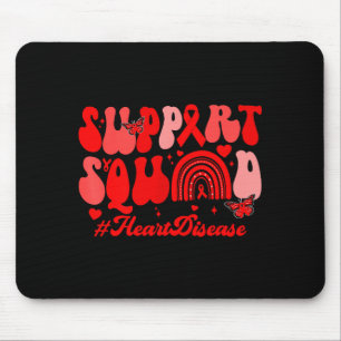 Retro Groovy Unterstützer-Team Herzkrankheit Rotes Mousepad