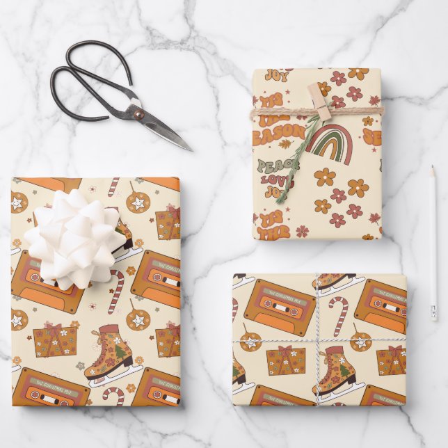 Retro Groovy Urlaub  Geschenkpapier Set (Vorderseite)