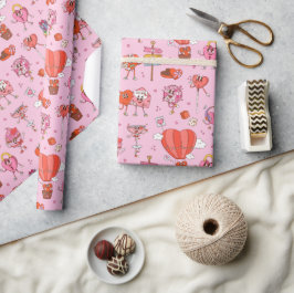 Retro Groovy Valentine Cartoon Geschenkpapier