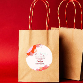 Retro Groovy Valentine Vielen Dank für Ihre Geburt Runder Aufkleber