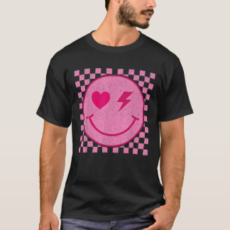 Retro Groovy Valentinstag Hippie Heart Funny Mat T-Shirt