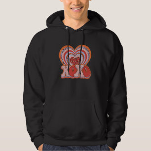 Retro Groovy Valentinstag Kleid Herzen Xoxo Regen Hoodie