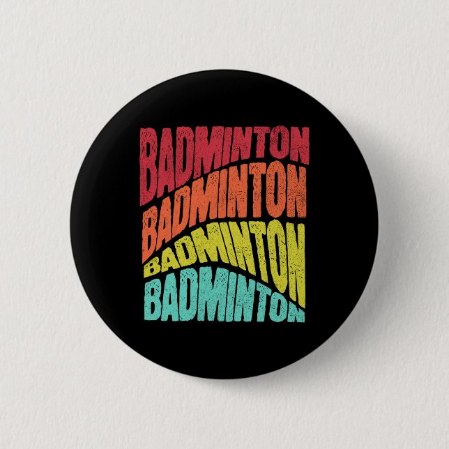 Retro Groovy Vibe Badminton Sportteam Button (Vorderseite)