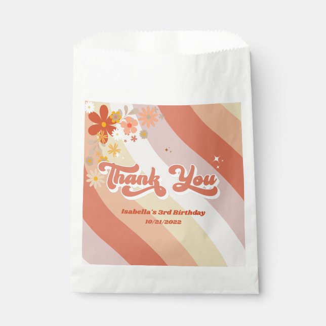 Retro Groovy Vielen Dank für Ihre Gefälligkeit Bag Geschenktütchen (Vorderseite)